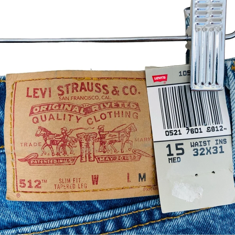 Levi’s RARE Vintage‎ NWT 512 Medium Light Wash Straight Leg Jeans Size 32X31 - Picture 5 of 10